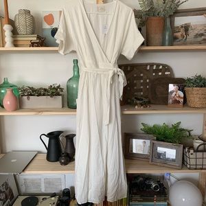 Urban Outfitters Linen Wrap Midi Dress